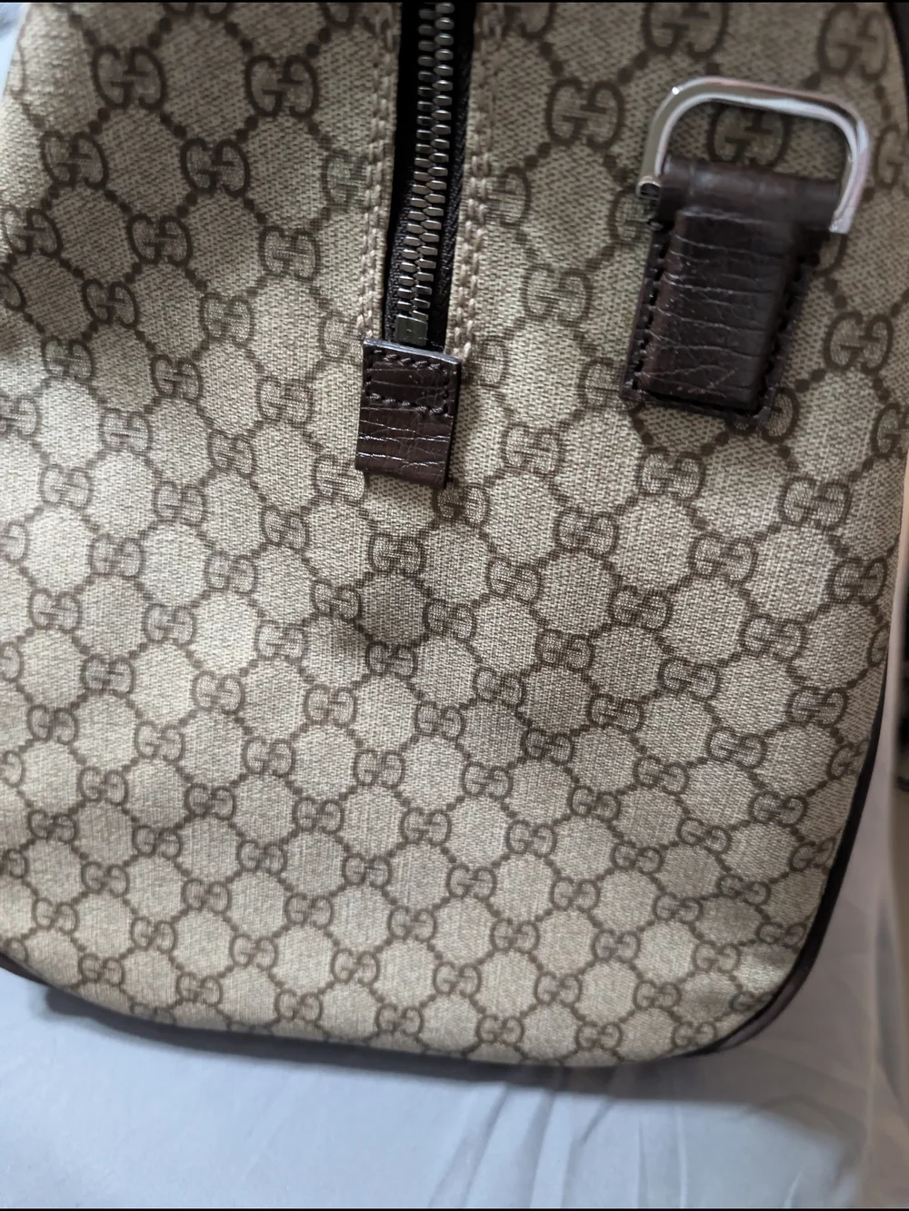 Large Gucci Boston/weekender bag crafted in brown GG Supreme coated canvas